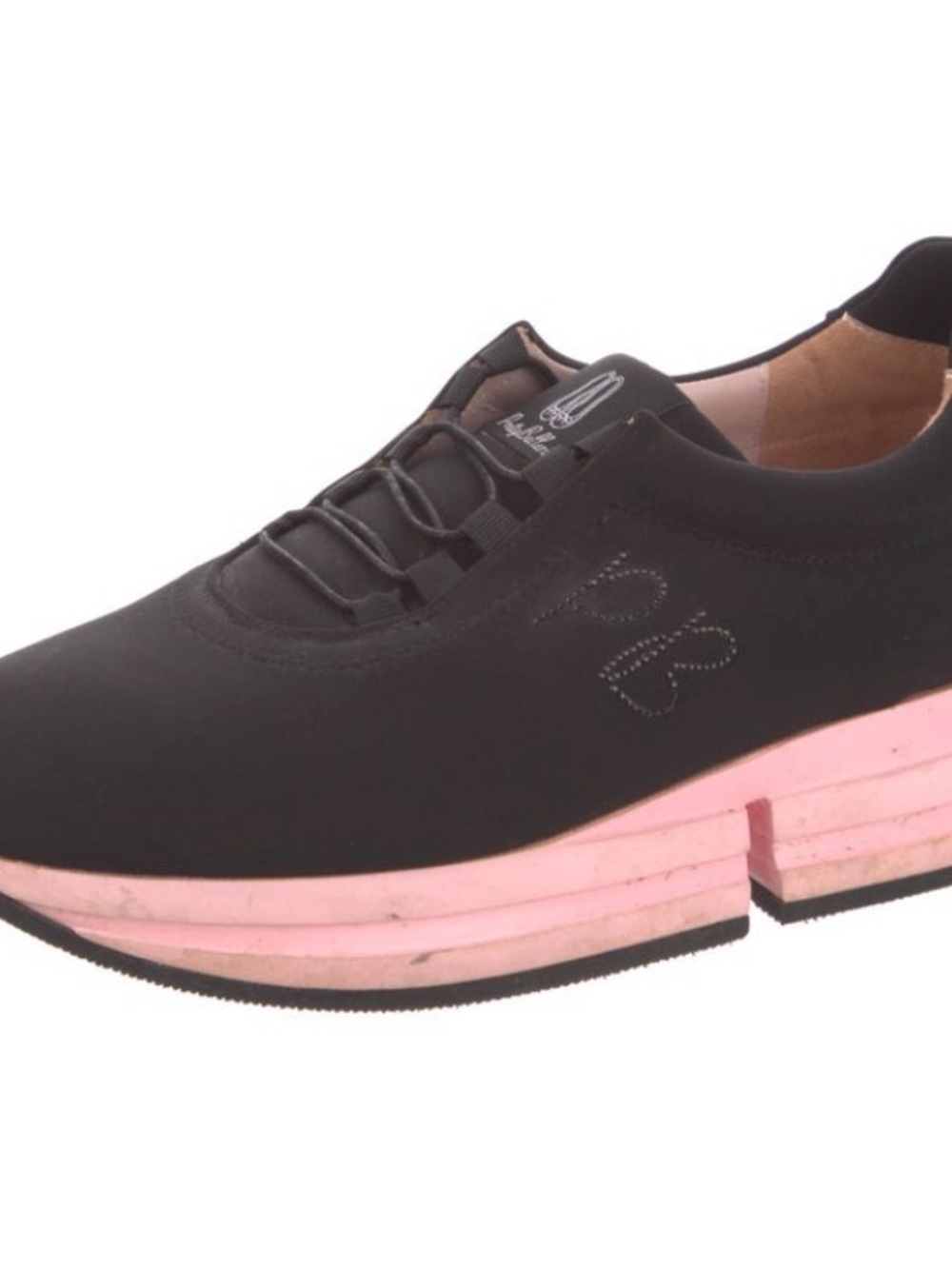 Pretty Ballerinas Black Satin Slip-On Sneakers with Platform